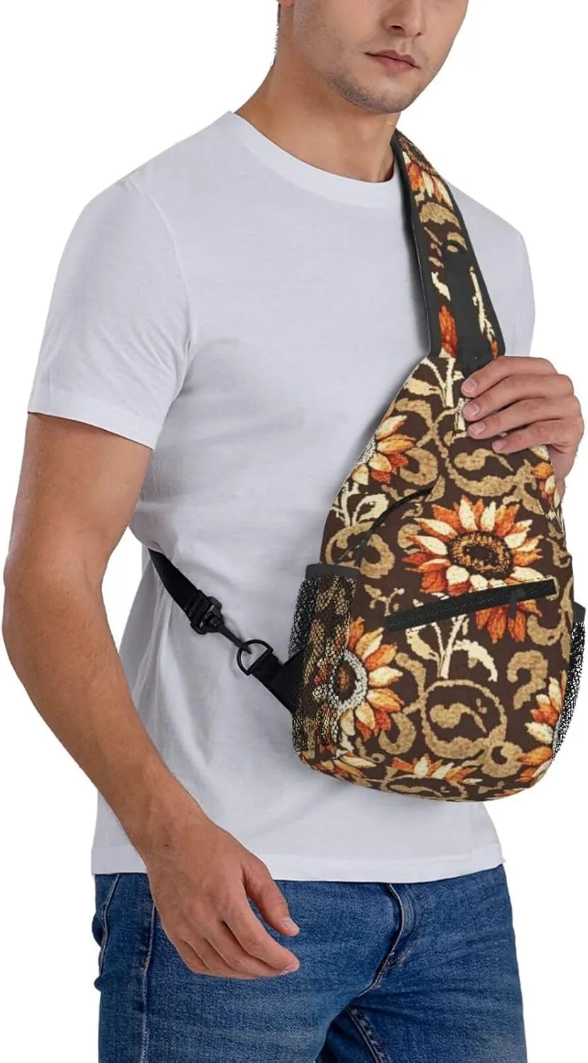 Dreamy Tiger Sunflower Crossbody Bags Cross Chest Bag Adjustable Sling Backpack for Women Men