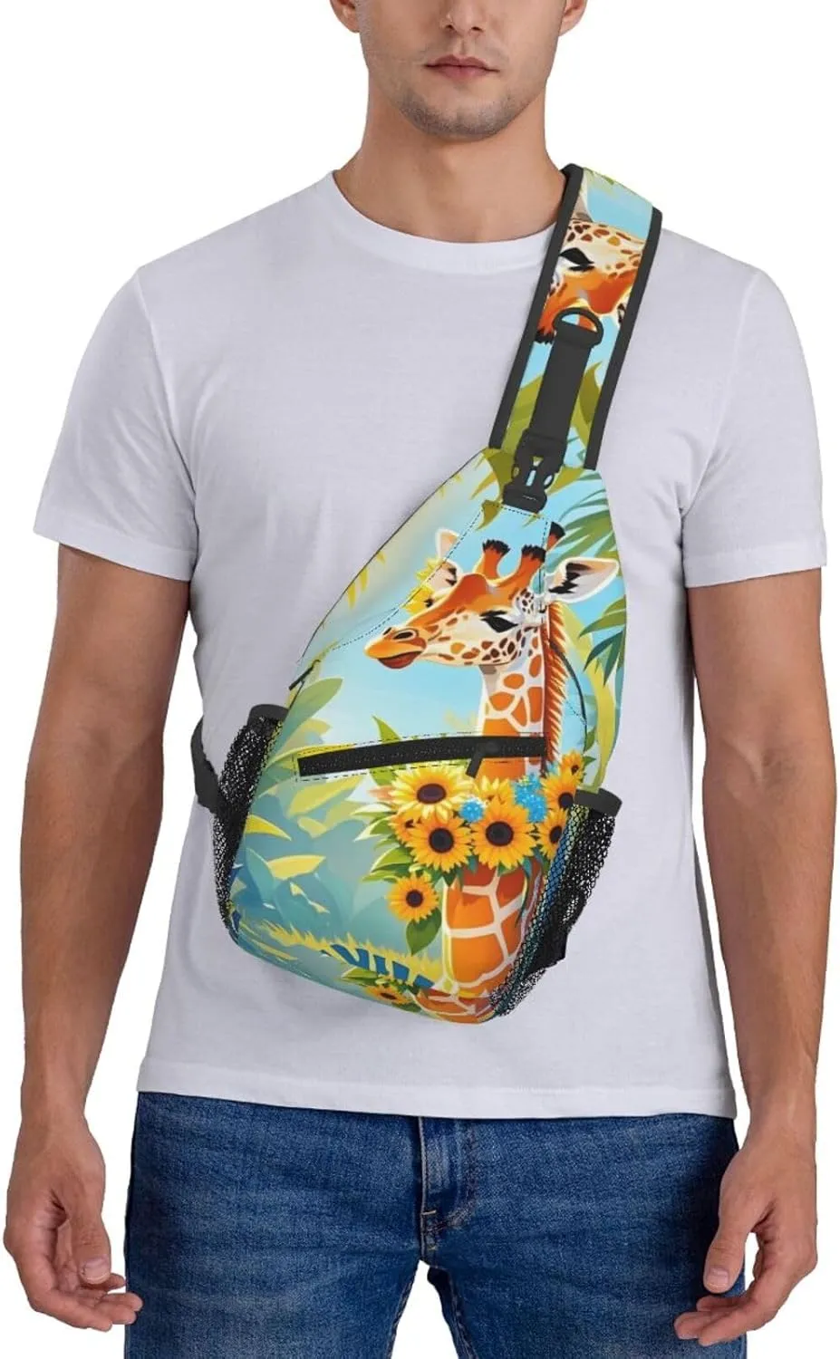 Dreamy Tiger Sunflower Crossbody Bags Cross Chest Bag Adjustable Sling Backpack for Women Men