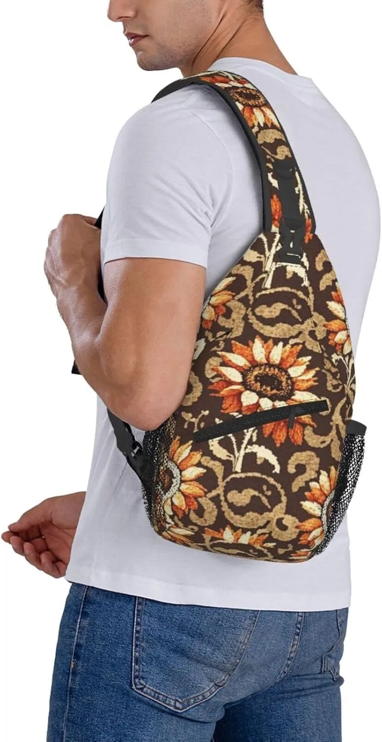 Dreamy Tiger Sunflower Crossbody Bags Cross Chest Bag Adjustable Sling Backpack for Women Men