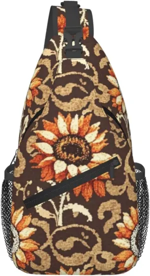Dreamy Tiger Sunflower Crossbody Bags Cross Chest Bag Adjustable Sling Backpack for Women Men
