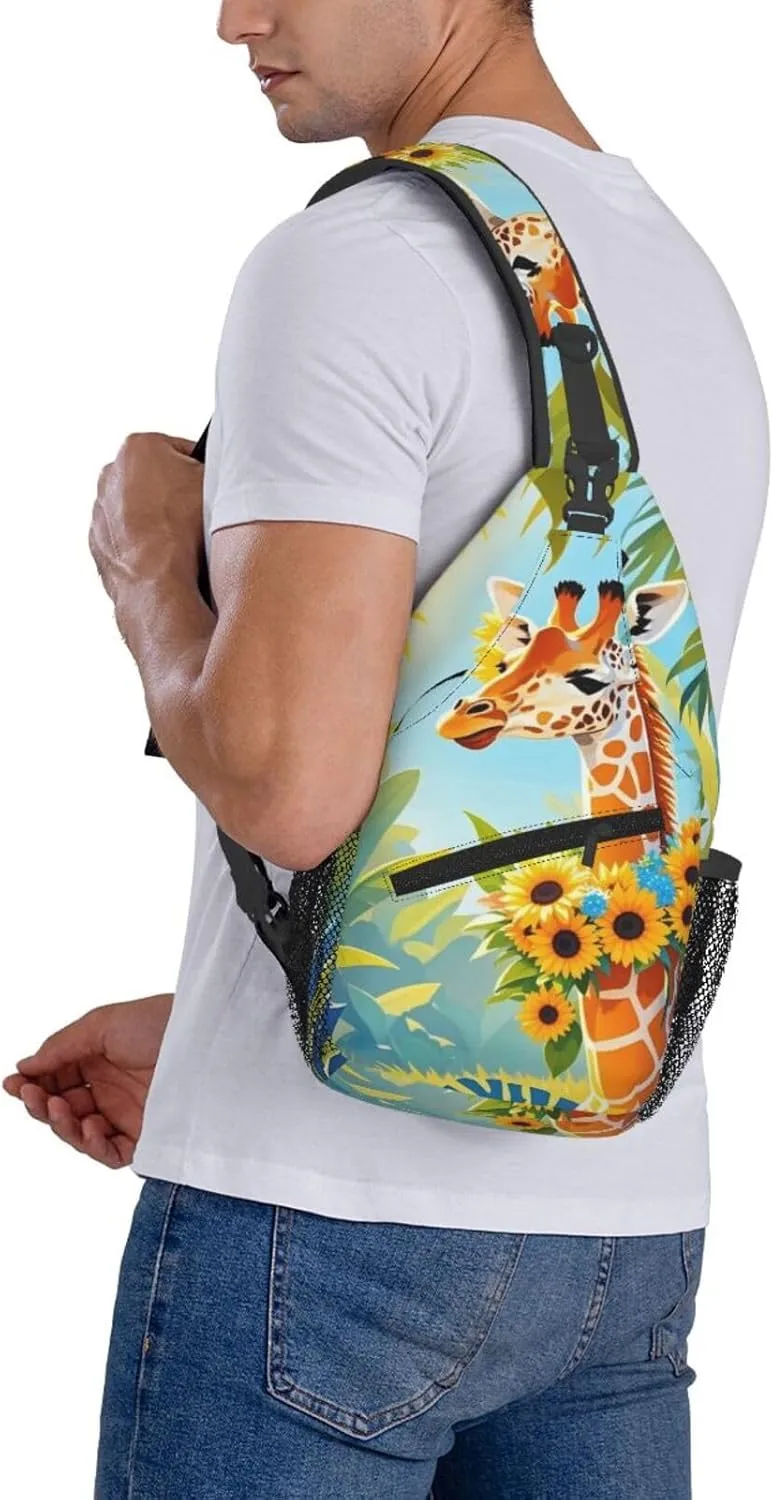 Dreamy Tiger Sunflower Crossbody Bags Cross Chest Bag Adjustable Sling Backpack for Women Men