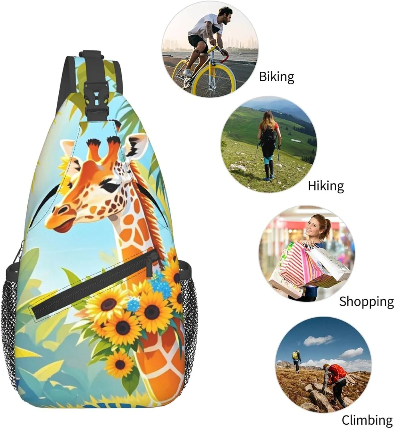 Dreamy Tiger Sunflower Crossbody Bags Cross Chest Bag Adjustable Sling Backpack for Women Men