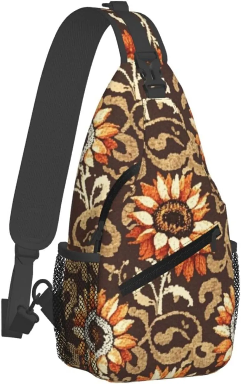 Dreamy Tiger Sunflower Crossbody Bags Cross Chest Bag Adjustable Sling Backpack for Women Men
