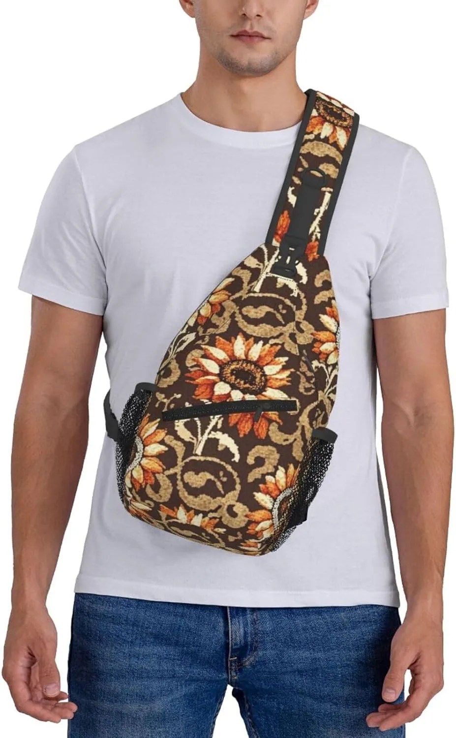Dreamy Tiger Sunflower Crossbody Bags Cross Chest Bag Adjustable Sling Backpack for Women Men