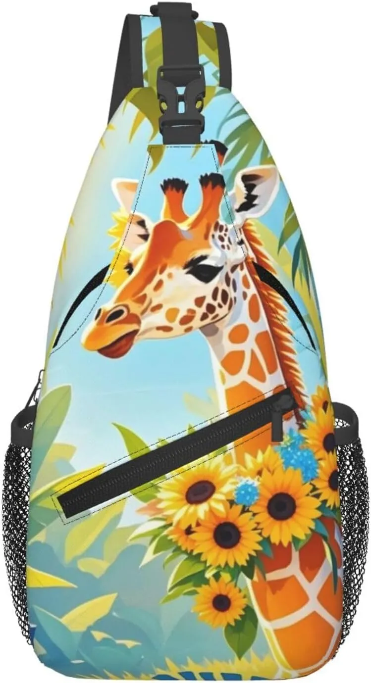 Dreamy Tiger Sunflower Crossbody Bags Cross Chest Bag Adjustable Sling Backpack for Women Men