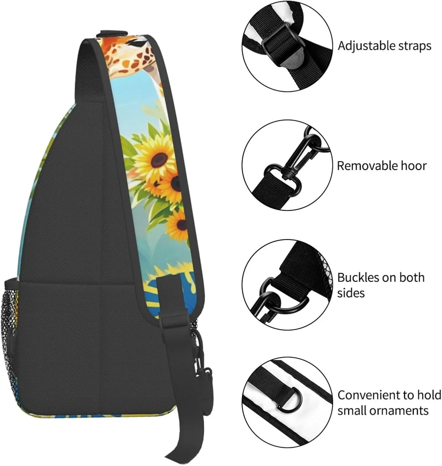 Dreamy Tiger Sunflower Crossbody Bags Cross Chest Bag Adjustable Sling Backpack for Women Men