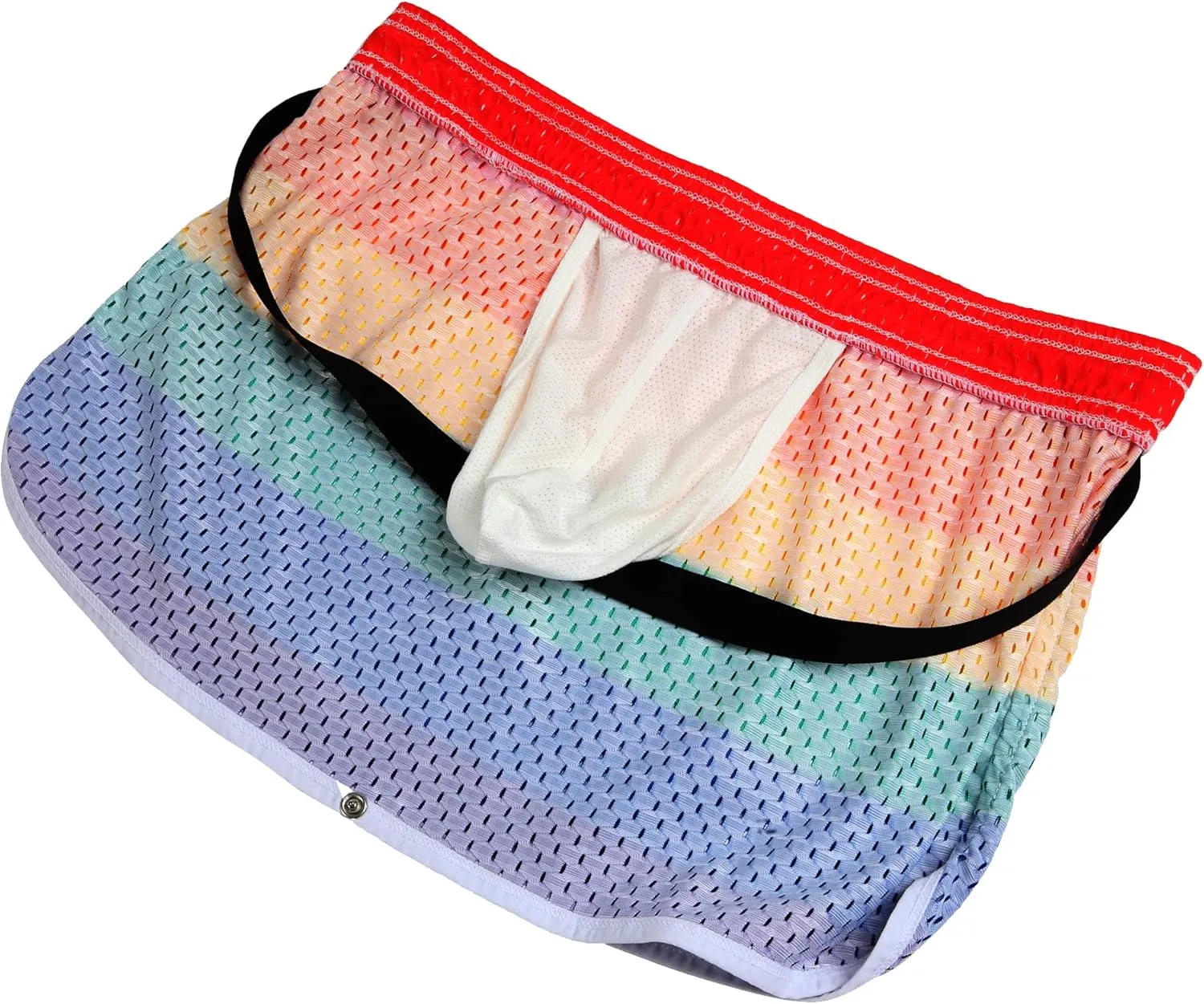 DTODWW Mens Workout Shorts Rainbow Stripe Mesh Shorts 3 Inch Men Running Shorts Breathable with Pockets for Athletic Gym