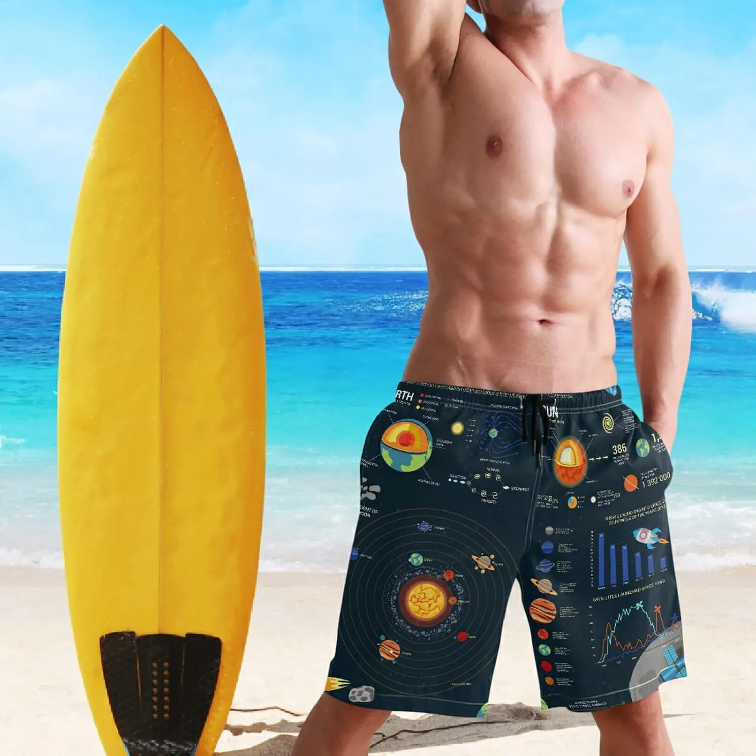 Dussdil Men's Swim Trunks Board Shorts Mens Swim TrunkQuick Dry Swimwear Pants with Mesh Lining