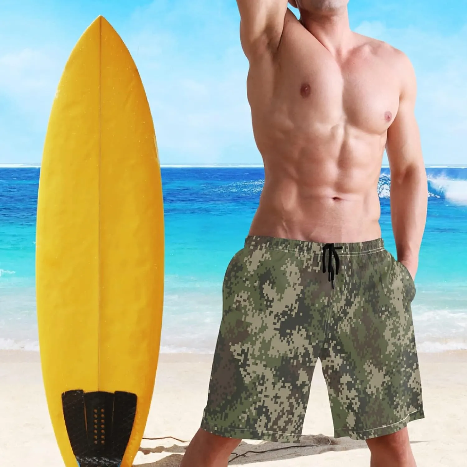 Dussdil Men's Swim Trunks Board Shorts Mens Swim TrunkQuick Dry Swimwear Pants with Mesh Lining