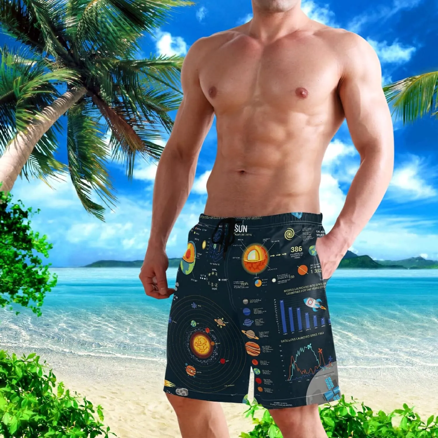 Dussdil Men's Swim Trunks Board Shorts Mens Swim TrunkQuick Dry Swimwear Pants with Mesh Lining