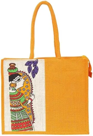 Eco-Friendly Jute Bag with Zip Closure | Tote Lunch Bag | Grocery Bag| Multipurpose Bag