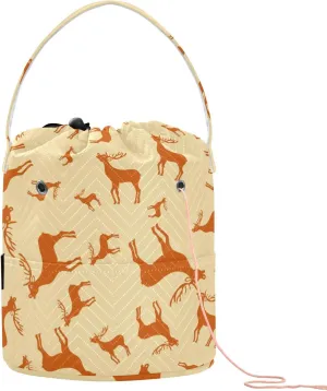 ElliTarr Crochet Bag Yarn Bag with Handle Portable Knitting Project Bag Travel Yarn Storage Organizer Holder Case Christmas Deer Reindeer Yellow