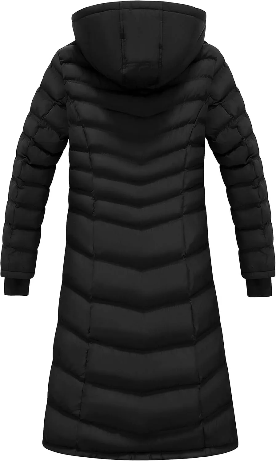 ELORA Women's Warm Winter Heavyweight Quilted 40' inch Long Fleece Trim Puffer Coat Parka Removal Hood