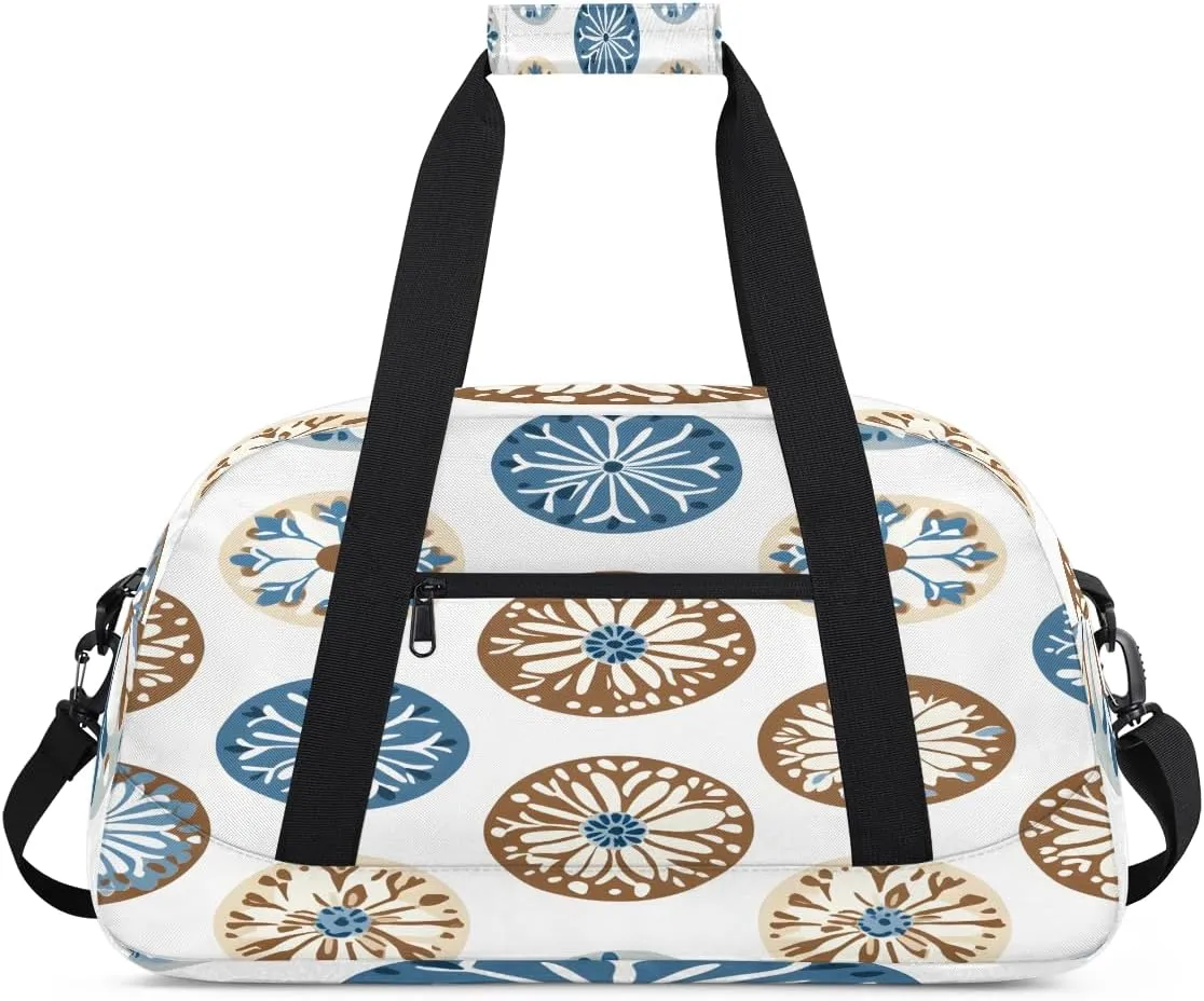 Embroidery Batik African Kids Overnighter Duffel Bags for Boys, Carry-On Size Sports Gym Bag with Front Zipper Pocket for School Practice or Overnight Travel Weekender Sleepover Tote Bag