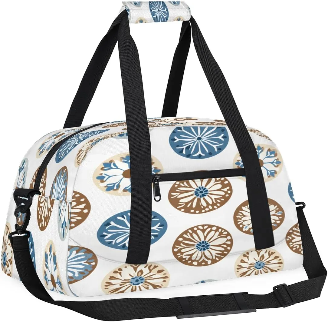 Embroidery Batik African Kids Overnighter Duffel Bags for Boys, Carry-On Size Sports Gym Bag with Front Zipper Pocket for School Practice or Overnight Travel Weekender Sleepover Tote Bag