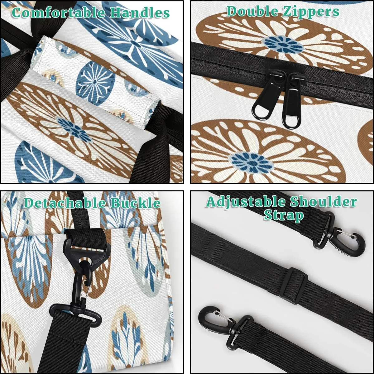 Embroidery Batik African Kids Overnighter Duffel Bags for Boys, Carry-On Size Sports Gym Bag with Front Zipper Pocket for School Practice or Overnight Travel Weekender Sleepover Tote Bag