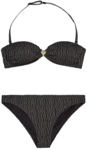 Emporio Armani Women's Metallic Textured Bandeau Top and Low Waist Brief Bikini Bottom
