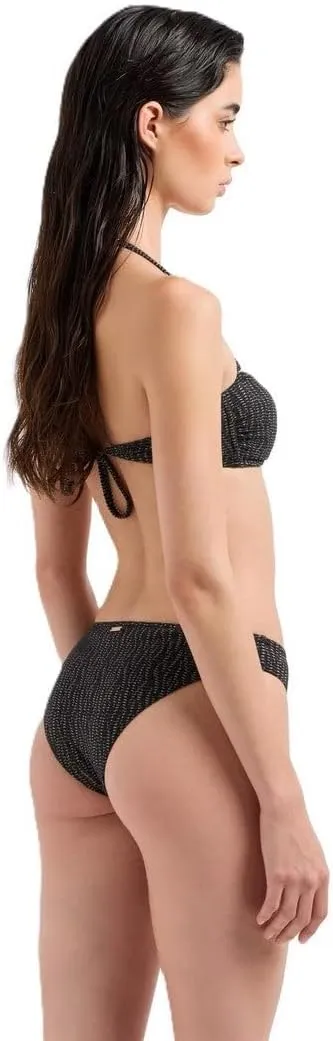 Emporio Armani Women's Metallic Textured Bandeau Top and Low Waist Brief Bikini Bottom