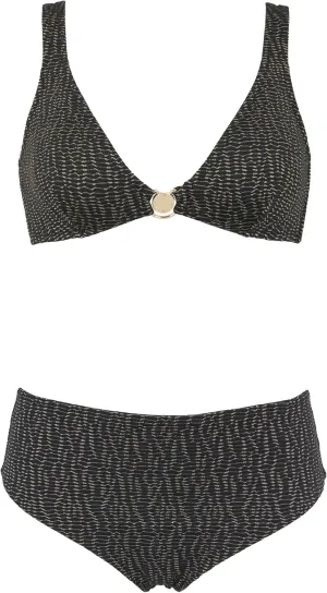 Emporio Armani Women's Metallic Textured Plunge Bikini Top and High Waist Brief Bottoms
