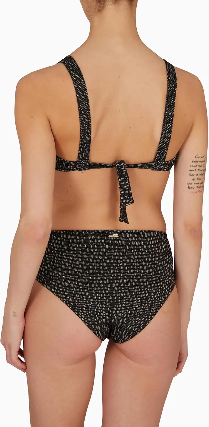 Emporio Armani Women's Metallic Textured Plunge Bikini Top and High Waist Brief Bottoms