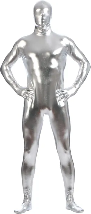 Ensnovo Mens Shiny Metallic Zentai One Piece Spandex Skin Suits Costume