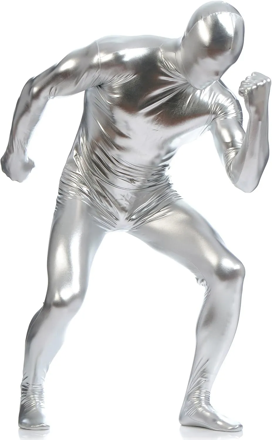 Ensnovo Mens Shiny Metallic Zentai One Piece Spandex Skin Suits Costume