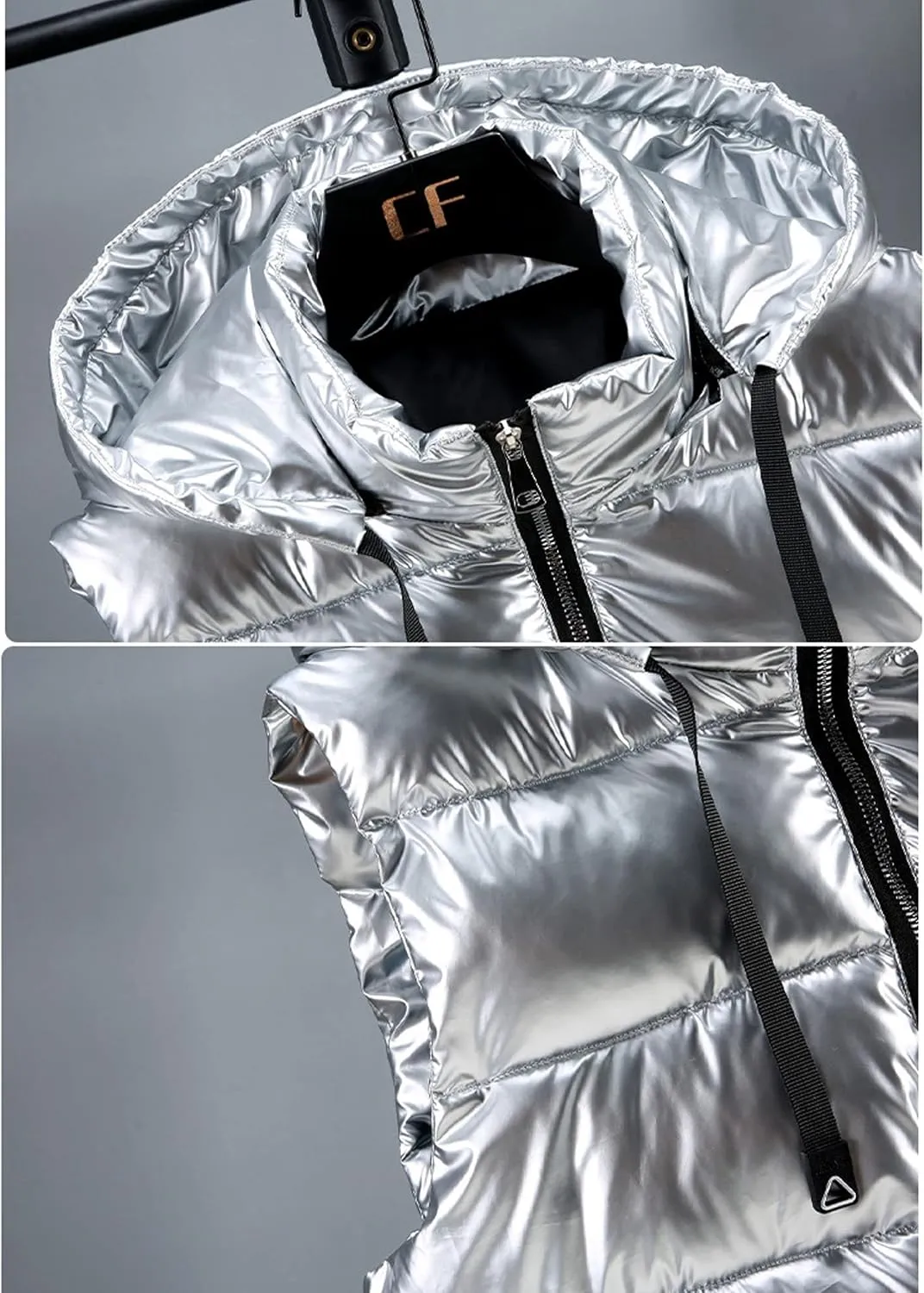Esmeling Mens Waterproof Hooded Puffer Vest Sleeveless Puffy Jacket with Pockets