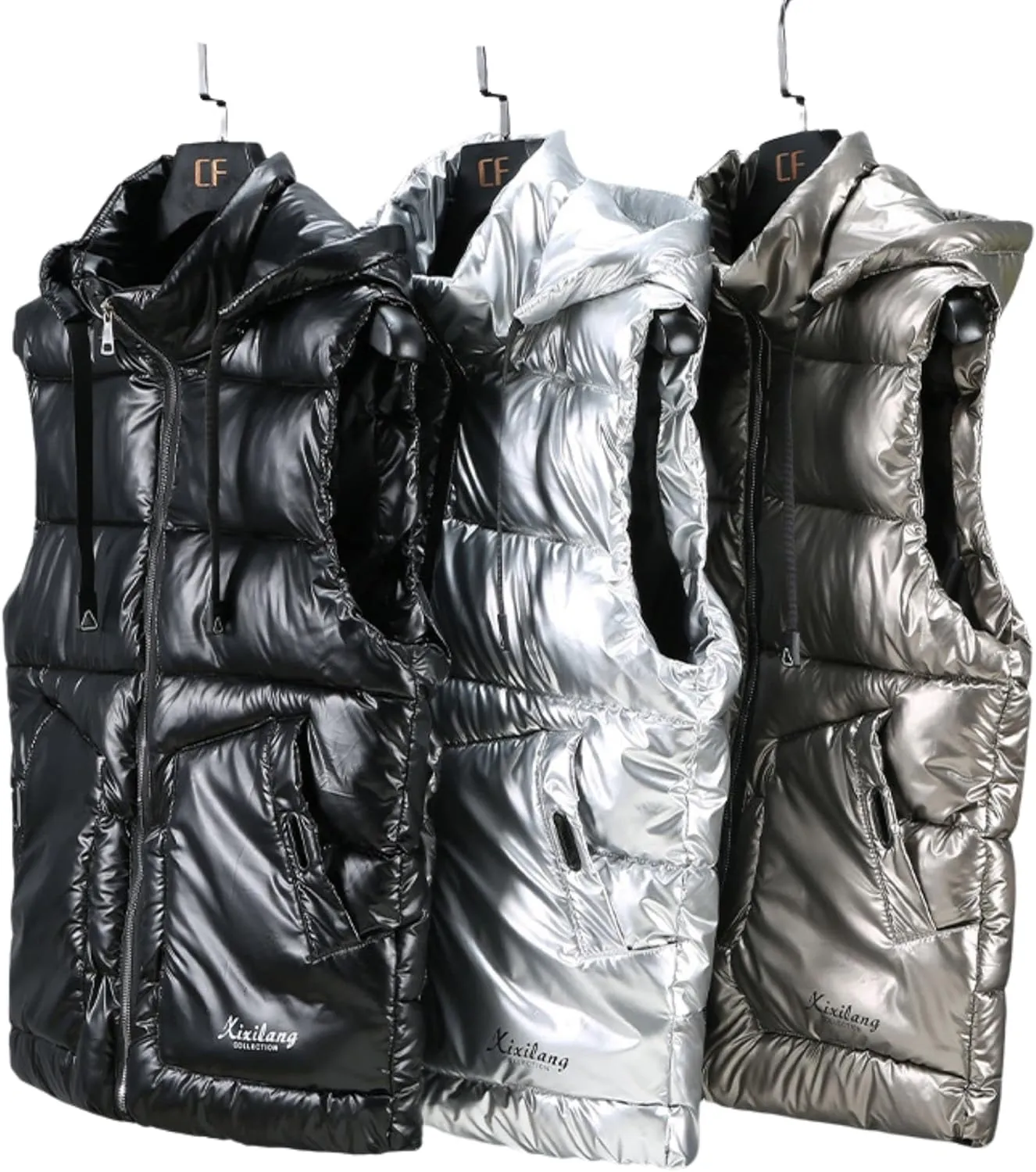 Esmeling Mens Waterproof Hooded Puffer Vest Sleeveless Puffy Jacket with Pockets