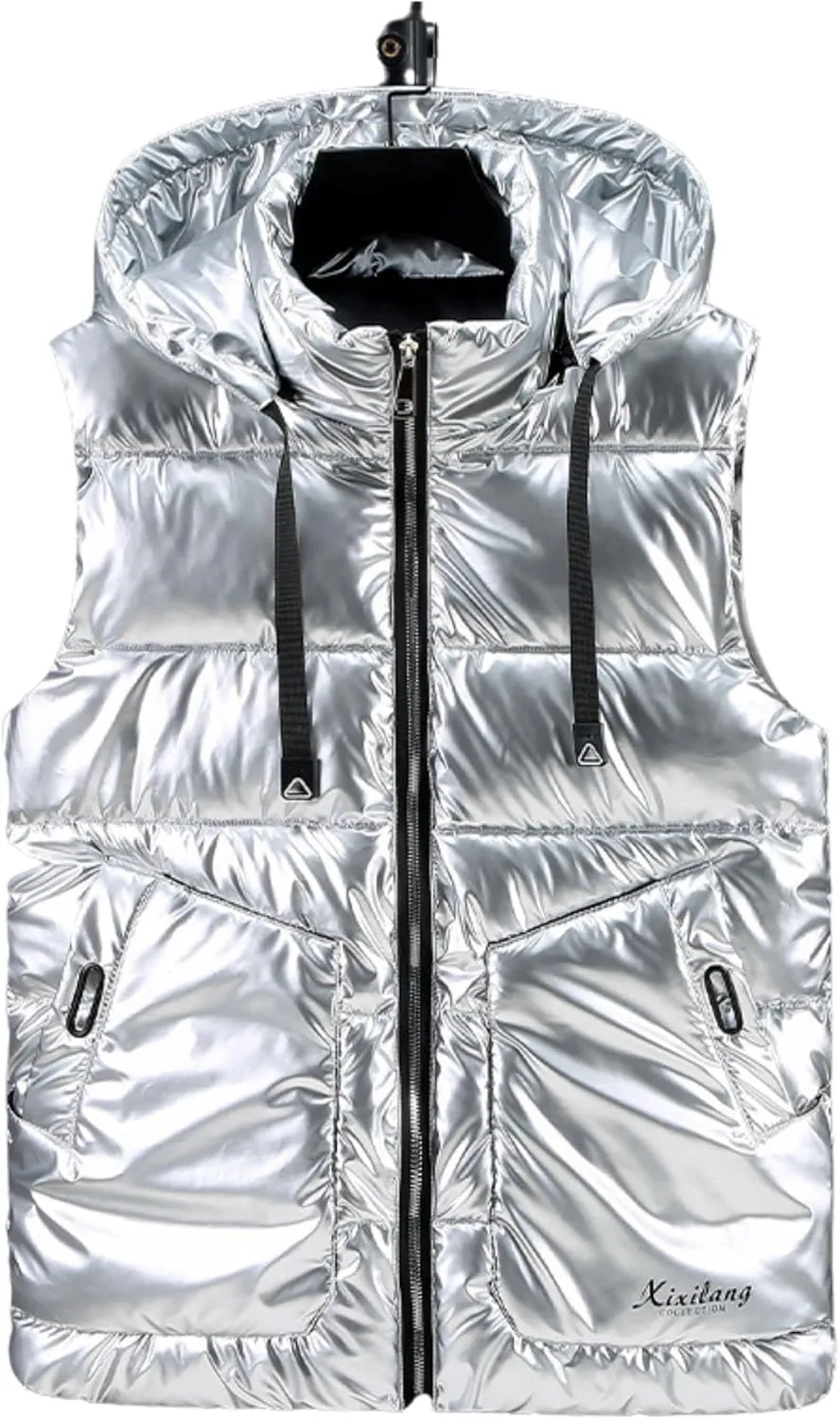 Esmeling Mens Waterproof Hooded Puffer Vest Sleeveless Puffy Jacket with Pockets