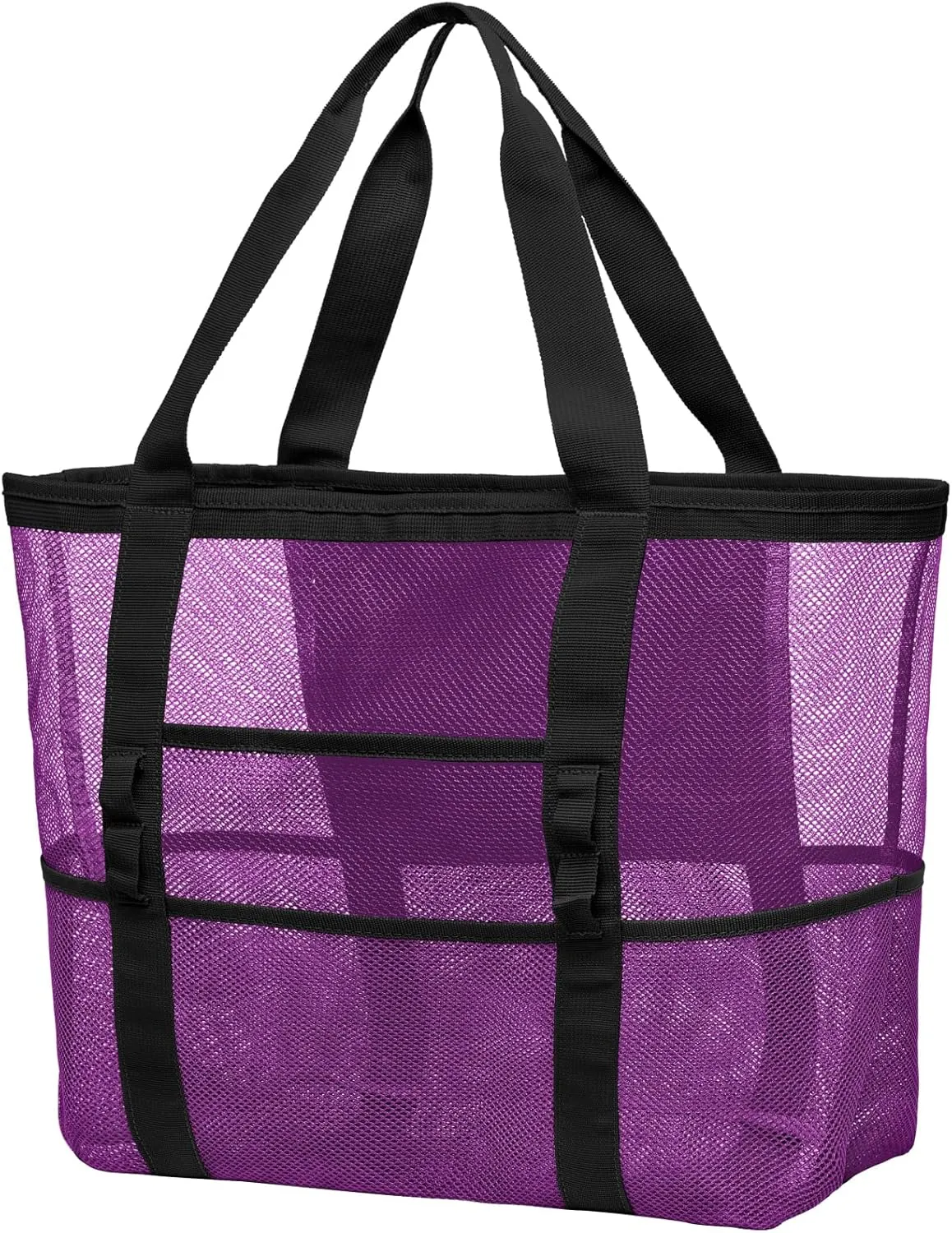 F-color Mesh Beach Bag Family - Beach Tote 9 Pockets Cruise Vacation Essentials