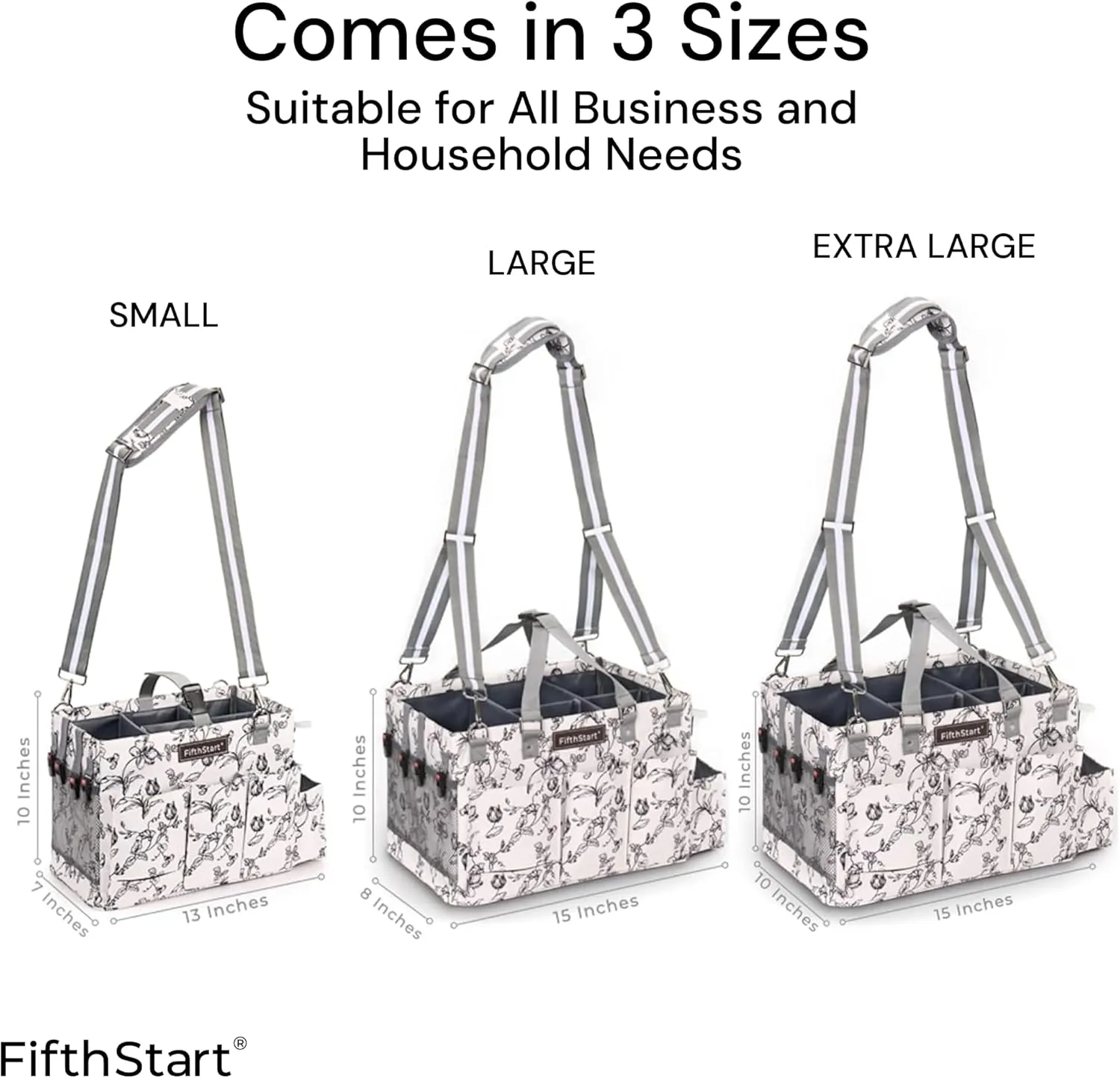FifthStart Multiuse Caddy with Waist, Shoulder Strap, 9 Pockets, Mesh Base & Adjustable Compartments (Beige Floral, X-Large)