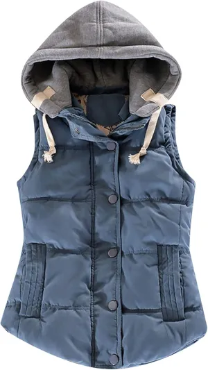 FLITAY Women's Sleeveless Hoodie Vest Quilted Winter Slim Fit Vest Coat