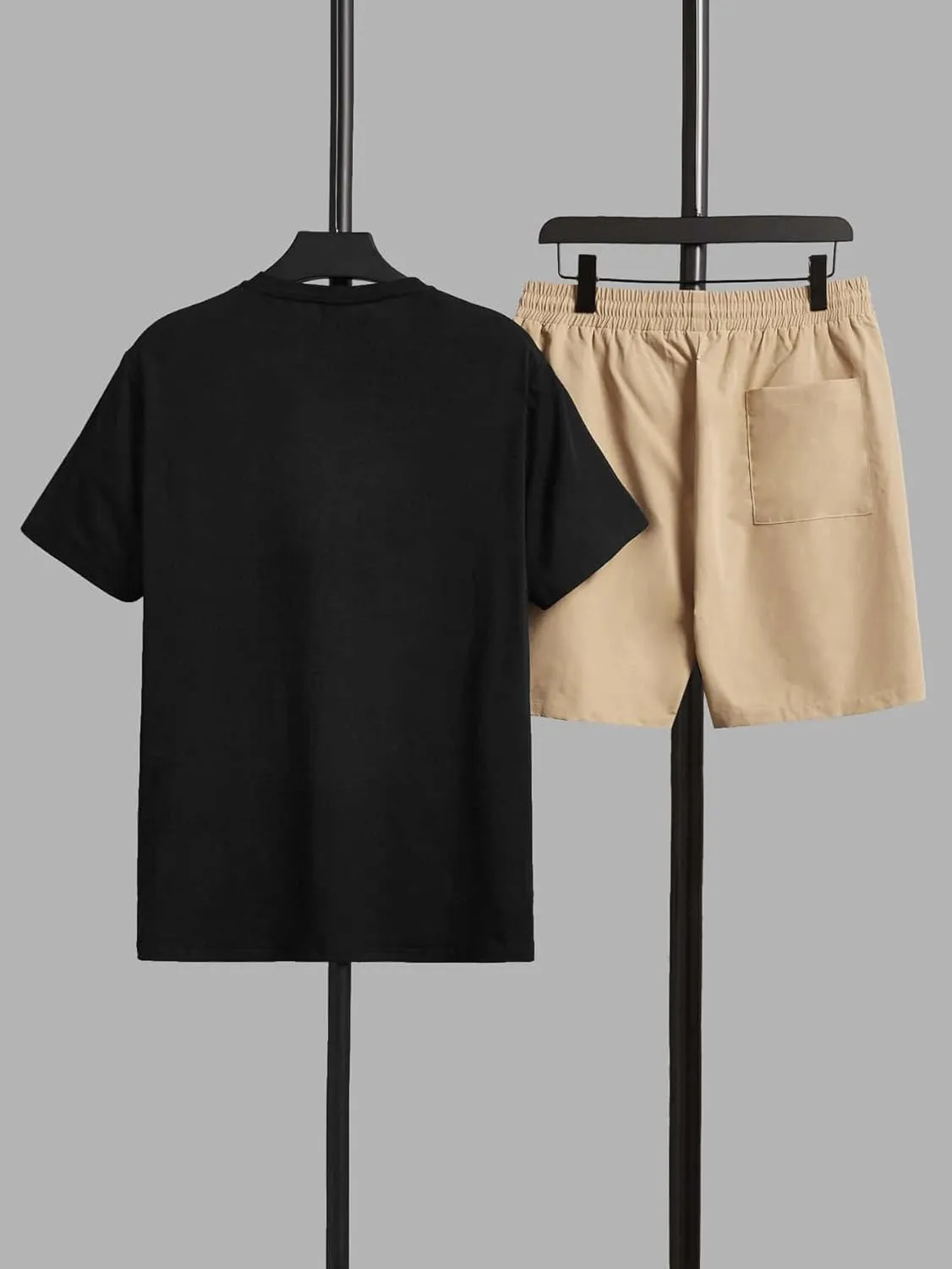 Floerns Men's 2 Piece Tracksuit Slogan Print Tee Shirt Drawstring Waist Shorts Set