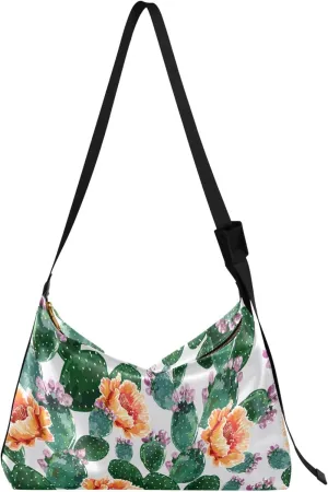 Flowers Rose Leaves Soft Leather Handbags Hobo Large Men Purses Cute Leaf Print Single Shoulder Purses