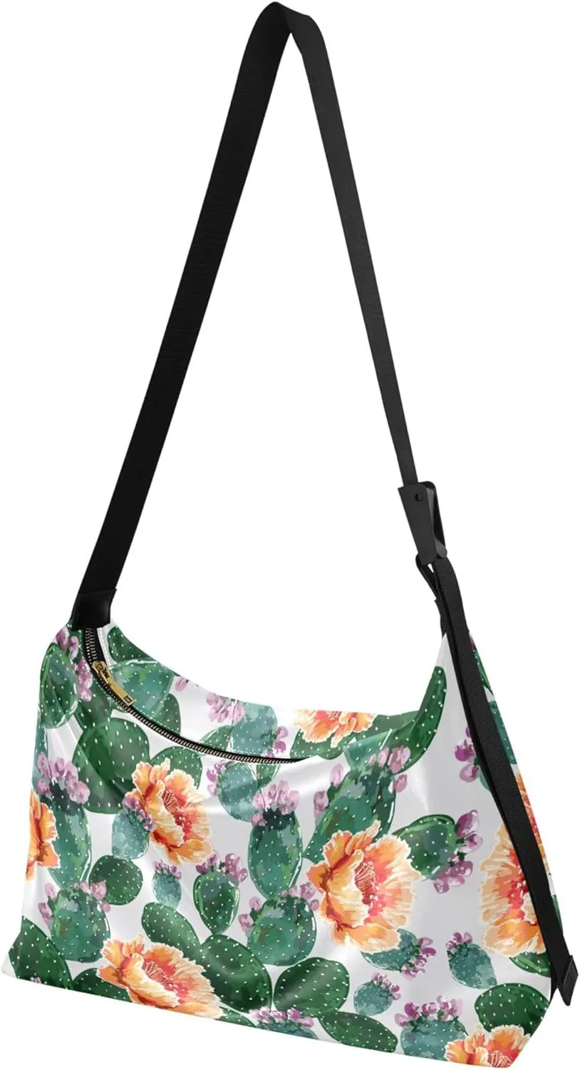 Flowers Rose Leaves Soft Leather Handbags Hobo Large Men Purses Cute Leaf Print Single Shoulder Purses