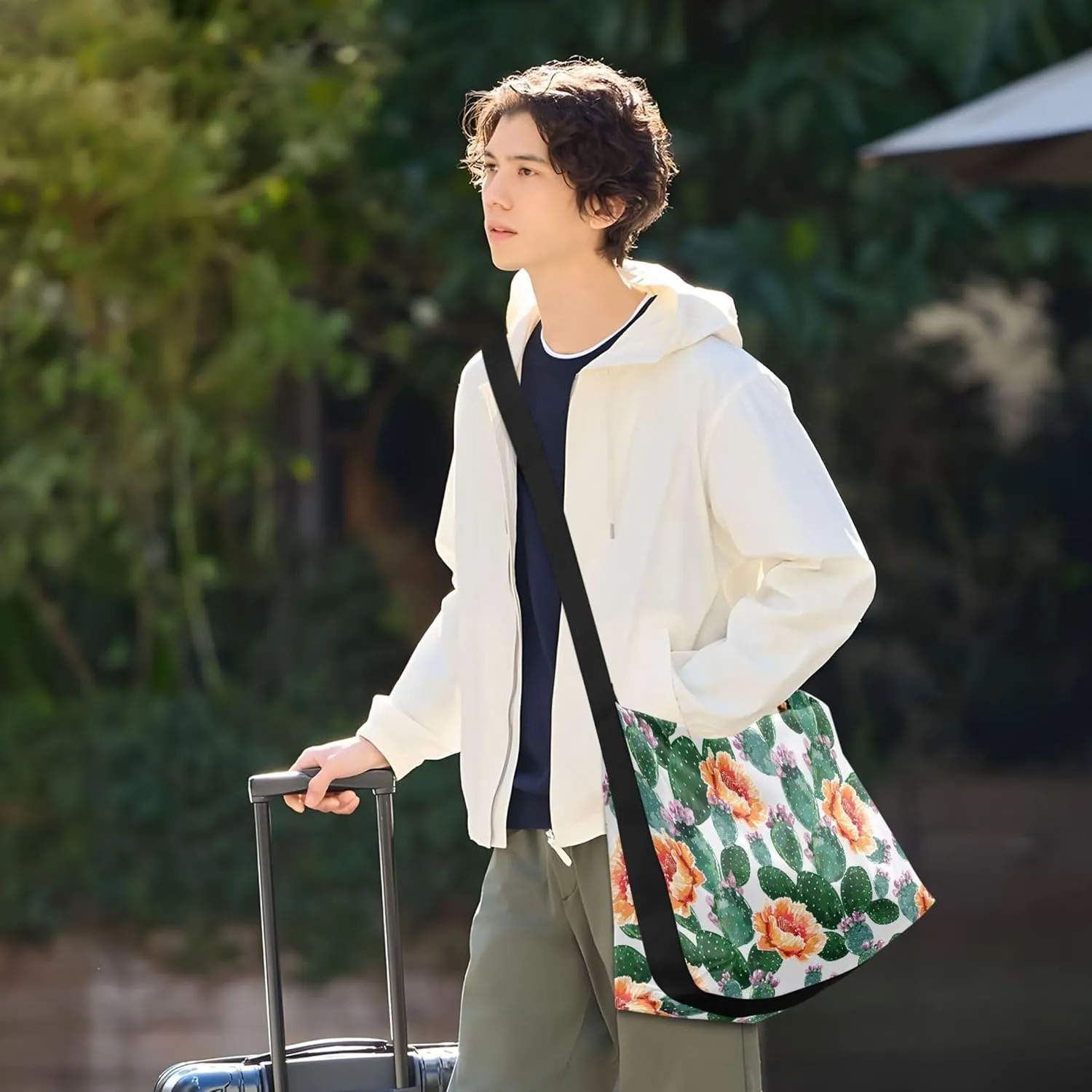 Flowers Rose Leaves Soft Leather Handbags Hobo Large Men Purses Cute Leaf Print Single Shoulder Purses