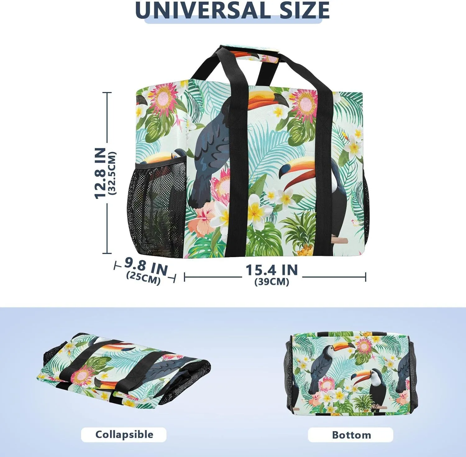 Foldable Grocery Reusable Tote Grocery Bag, Travel Canvas Shoulder Bags, Large Casual Laundry Pool Beach Bag