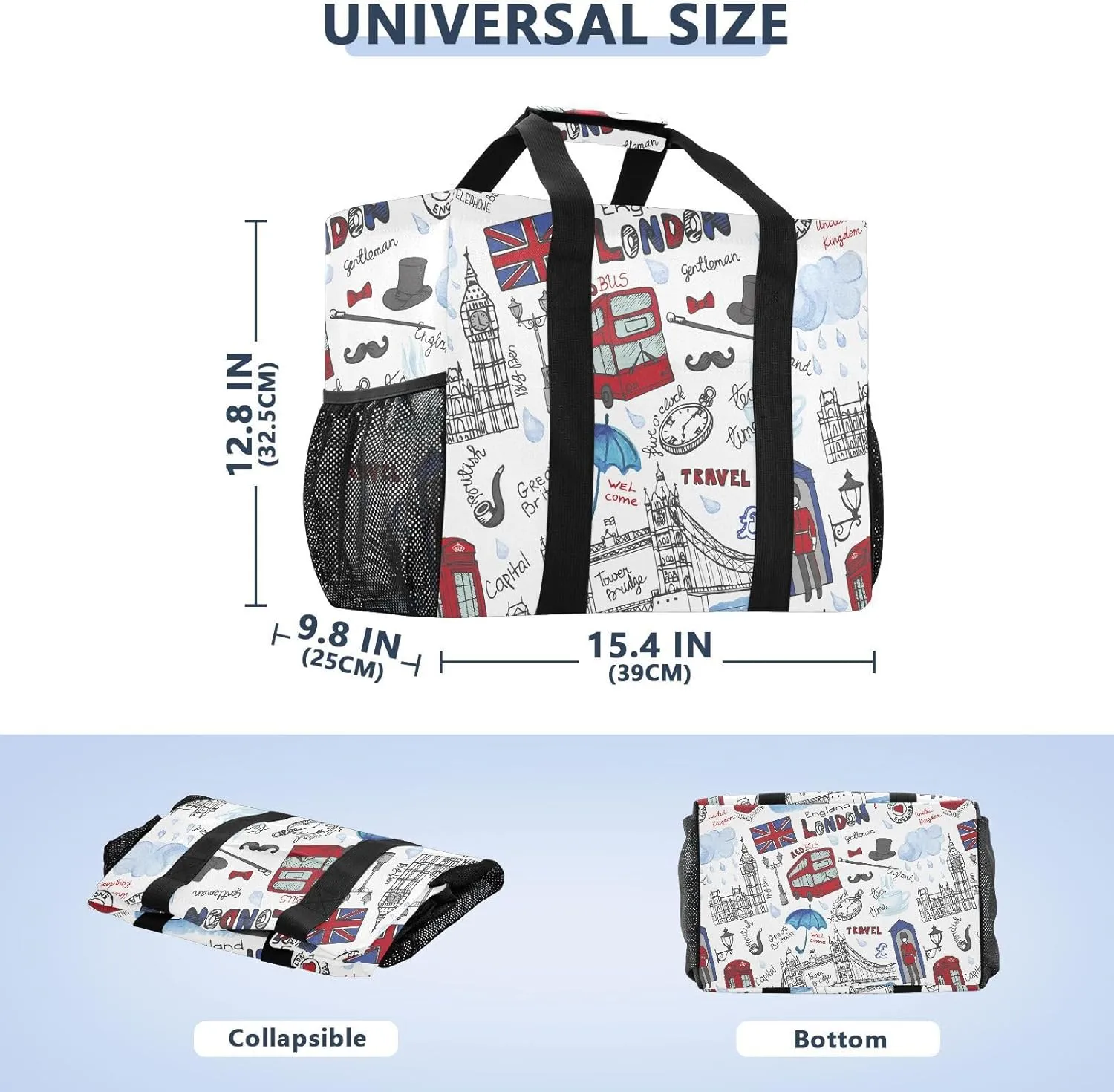 Foldable Grocery Reusable Tote Grocery Bag, Travel Canvas Shoulder Bags, Large Casual Laundry Pool Beach Bag