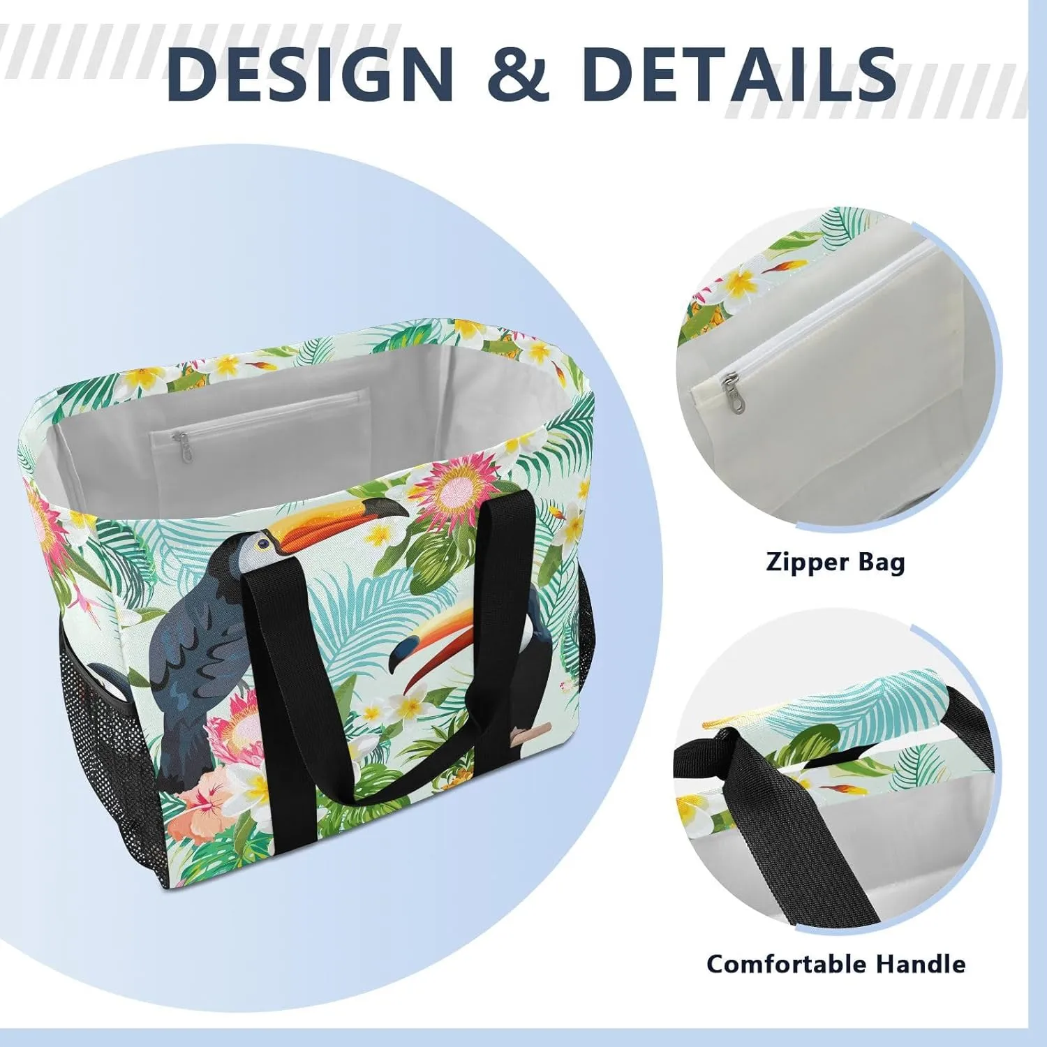 Foldable Grocery Reusable Tote Grocery Bag, Travel Canvas Shoulder Bags, Large Casual Laundry Pool Beach Bag