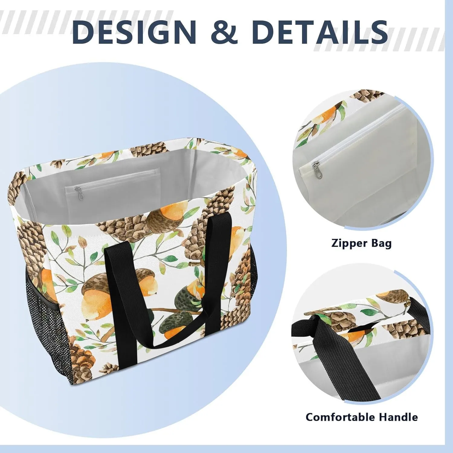 Foldable Grocery Reusable Tote Grocery Bag, Travel Canvas Shoulder Bags, Large Casual Laundry Pool Beach Bag