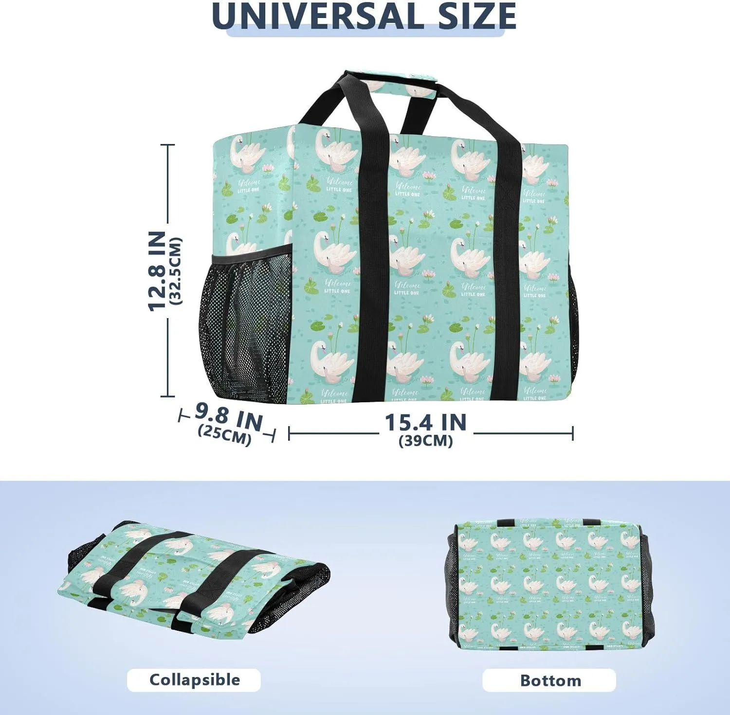 Foldable Grocery Reusable Tote Grocery Bag, Travel Canvas Shoulder Bags, Large Casual Laundry Pool Beach Bag