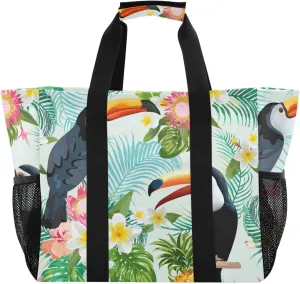 Foldable Grocery Reusable Tote Grocery Bag, Travel Canvas Shoulder Bags, Large Casual Laundry Pool Beach Bag