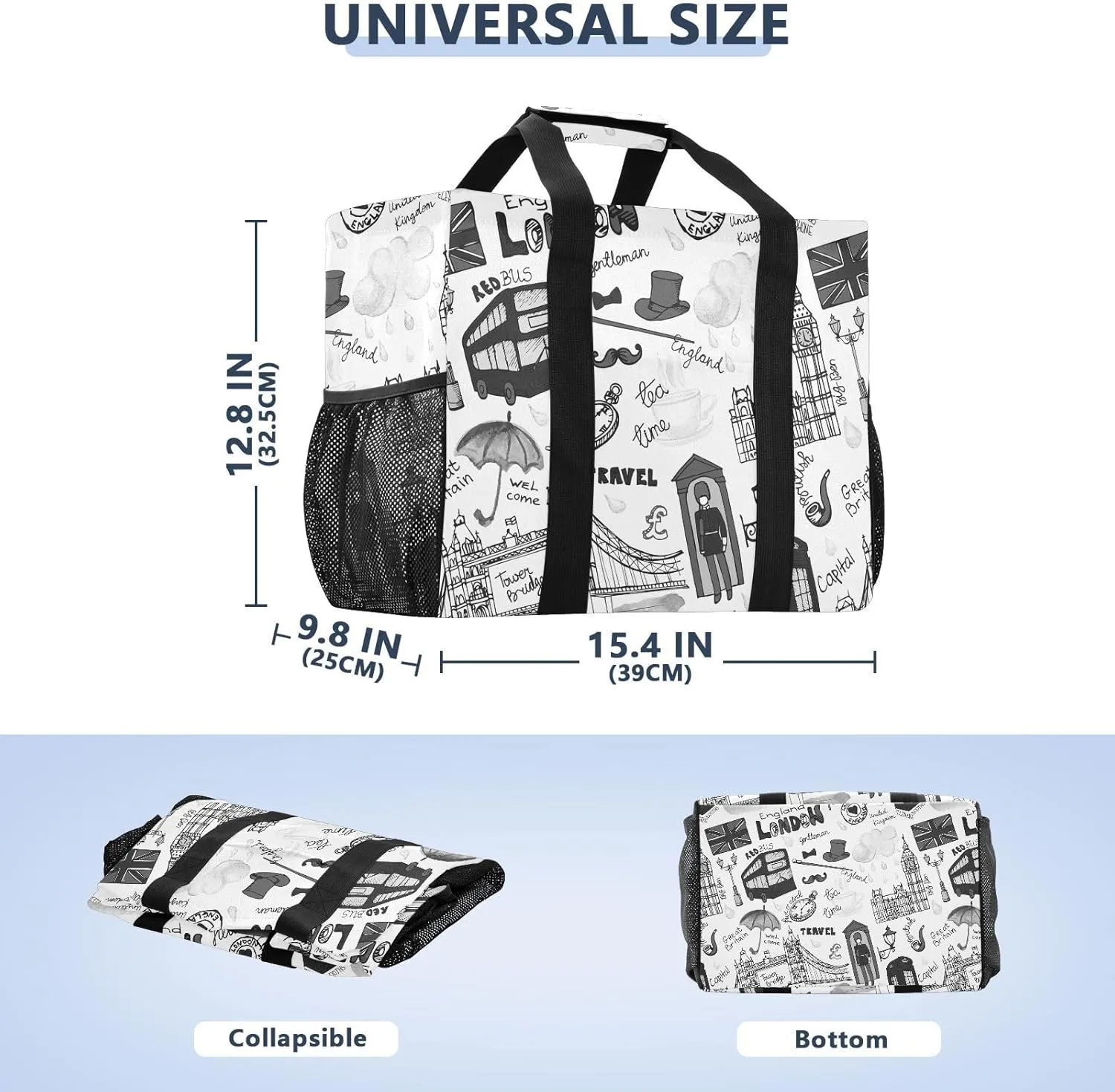 Foldable Grocery Reusable Tote Grocery Bag, Travel Canvas Shoulder Bags, Large Casual Laundry Pool Beach Bag