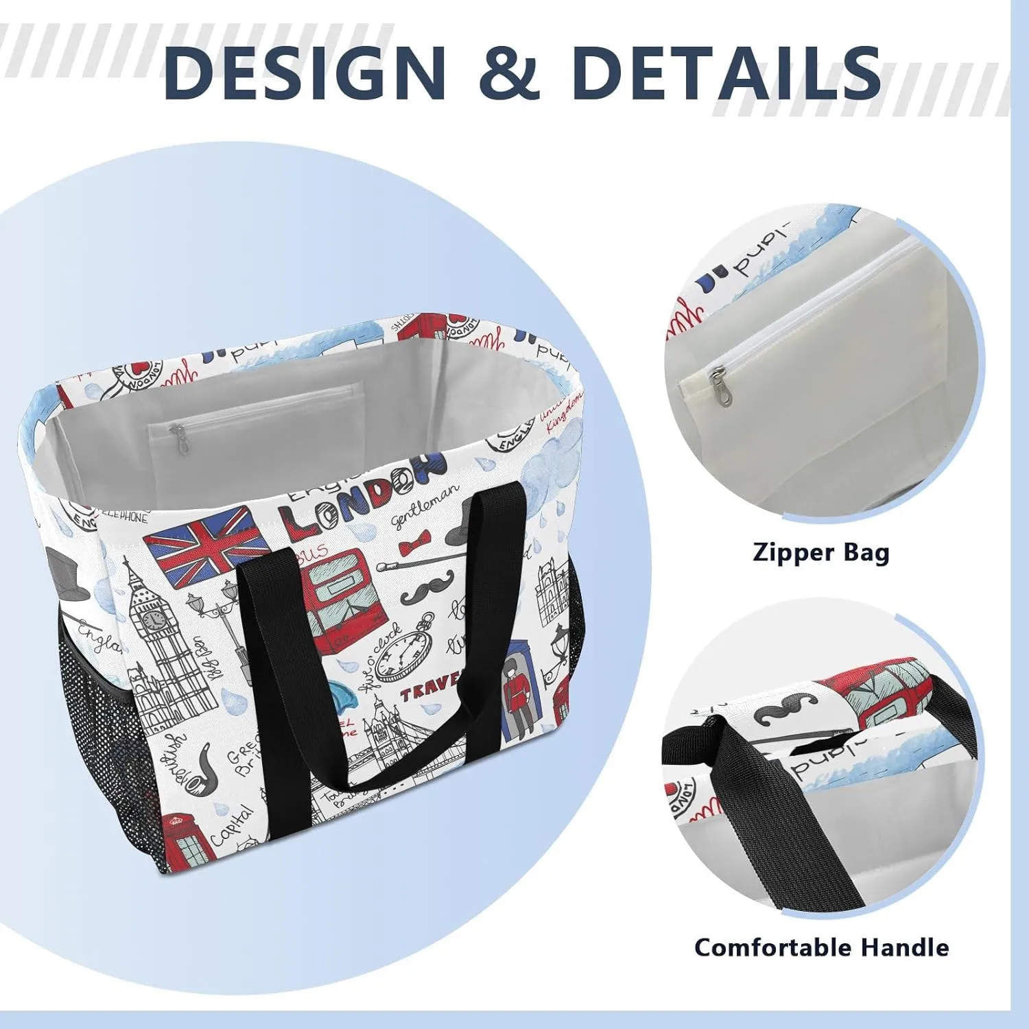 Foldable Grocery Reusable Tote Grocery Bag, Travel Canvas Shoulder Bags, Large Casual Laundry Pool Beach Bag