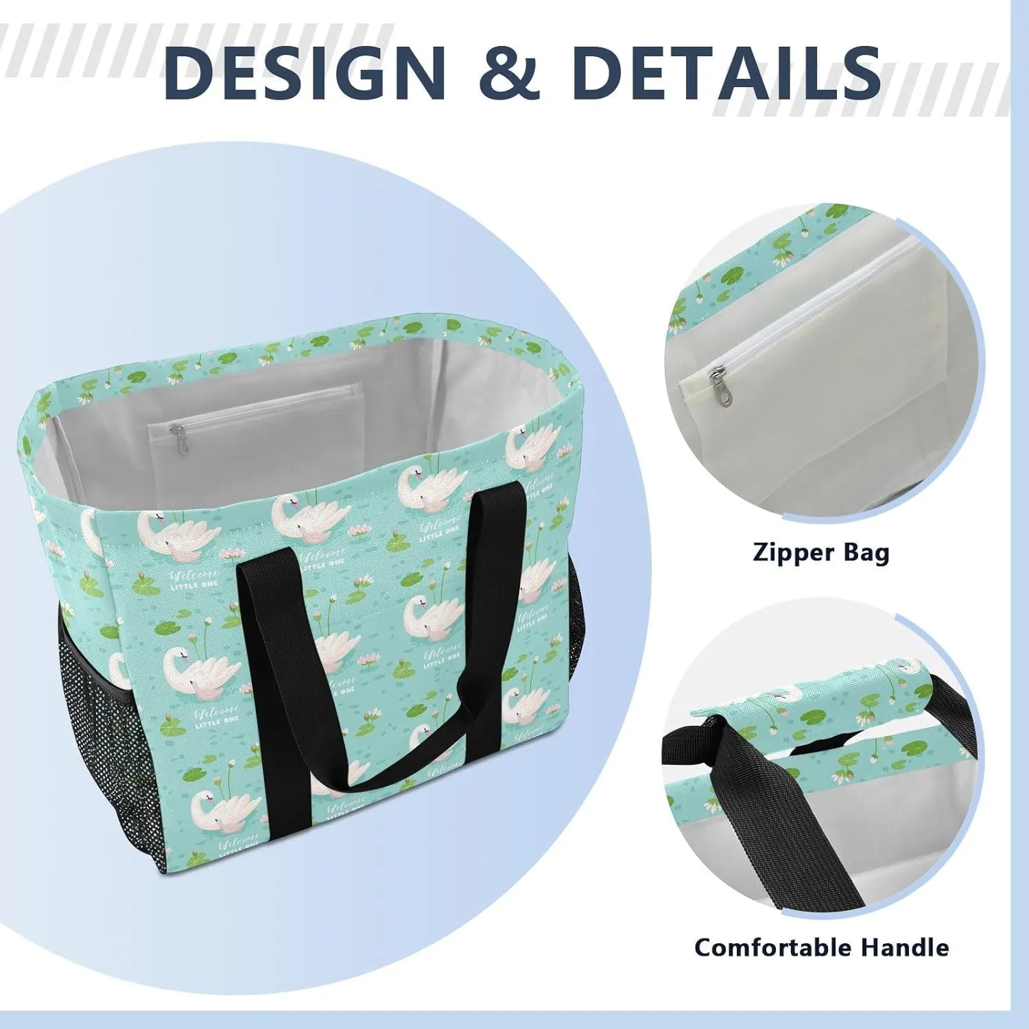 Foldable Grocery Reusable Tote Grocery Bag, Travel Canvas Shoulder Bags, Large Casual Laundry Pool Beach Bag