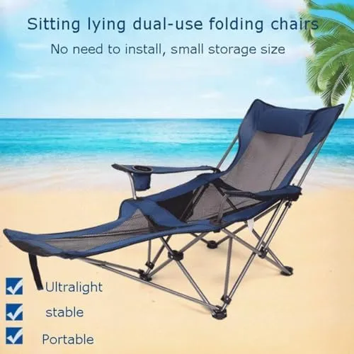 Folding Camping Chair Portable Backpack Fishing Chair Leisure Stool Beach Leisure Chair Sports Chair(Color:Blue Mesh)