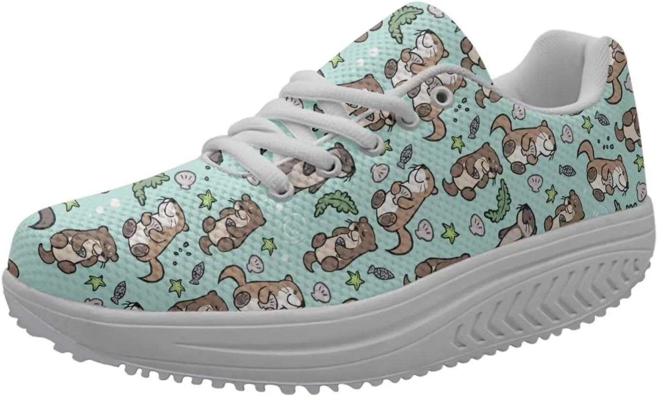 FOR U DESIGNS Fashion Women's Strength Fitness Walking Sneaker Platform Swing Wedges