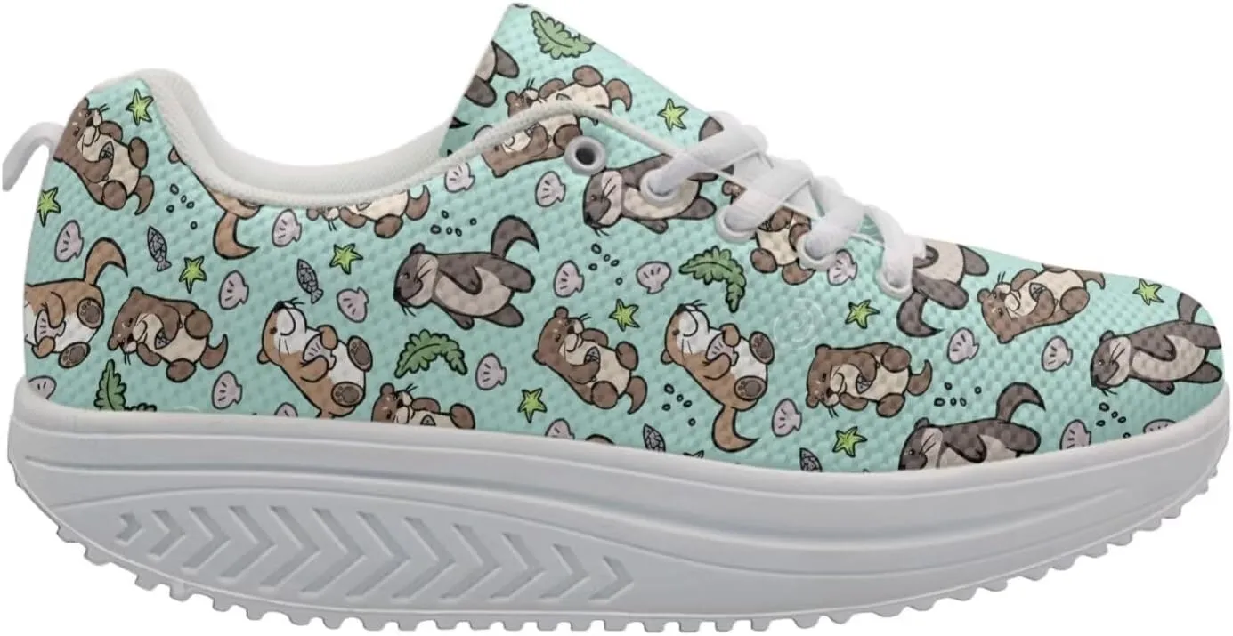 FOR U DESIGNS Fashion Women's Strength Fitness Walking Sneaker Platform Swing Wedges