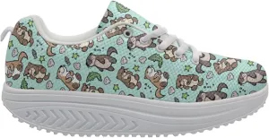 FOR U DESIGNS Fashion Women's Strength Fitness Walking Sneaker Platform Swing Wedges