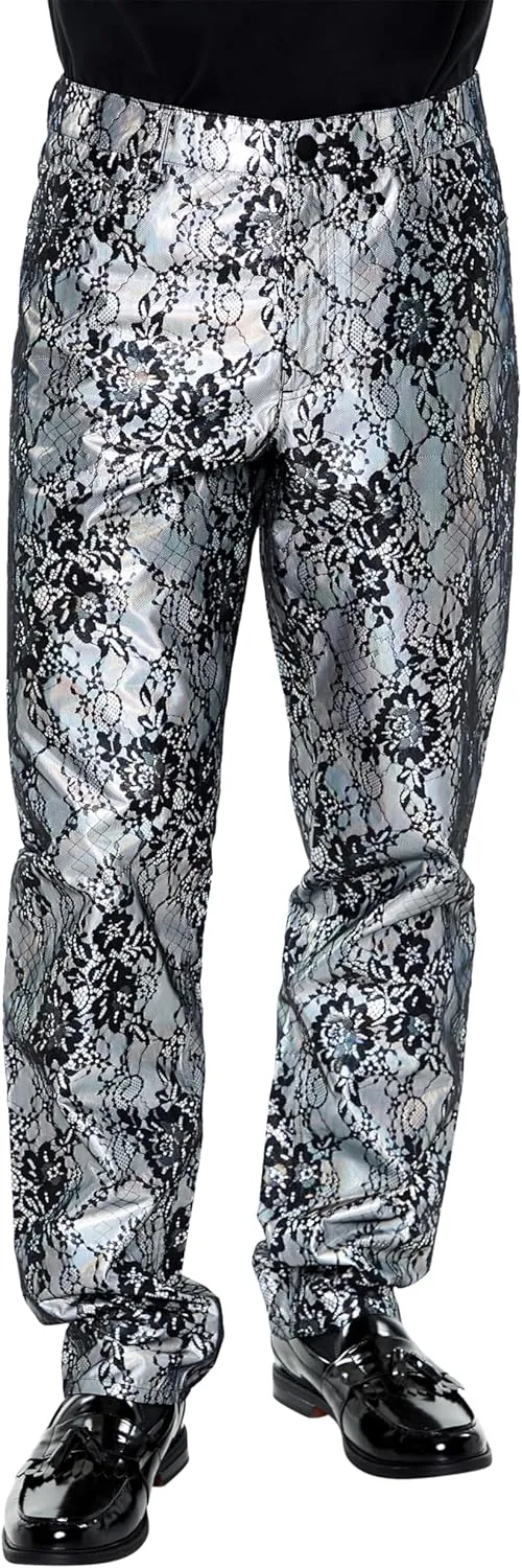 Forever 21 Men's Metallic Lace Slim-fit Pants